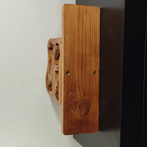 Vintage Handcrafted Wood "End of the Trail" Napkin/Letter Holder - Picture 4 of 7